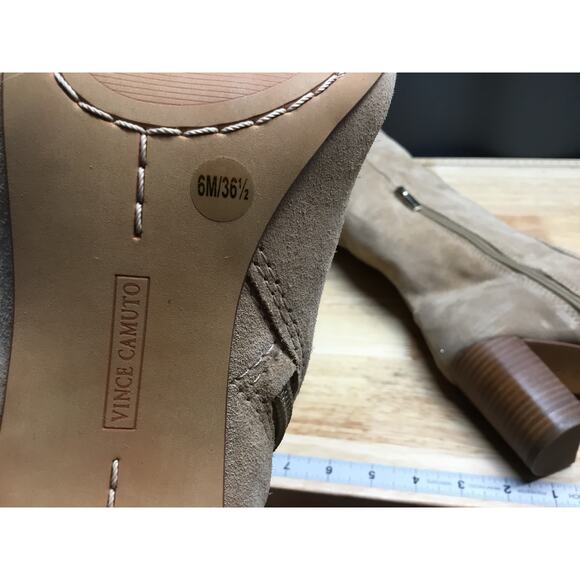 Vince Camuto Kreesell Riding Boots Women's 6M Taupe Suede Zipper Almond Toe - Picture 9 of 12